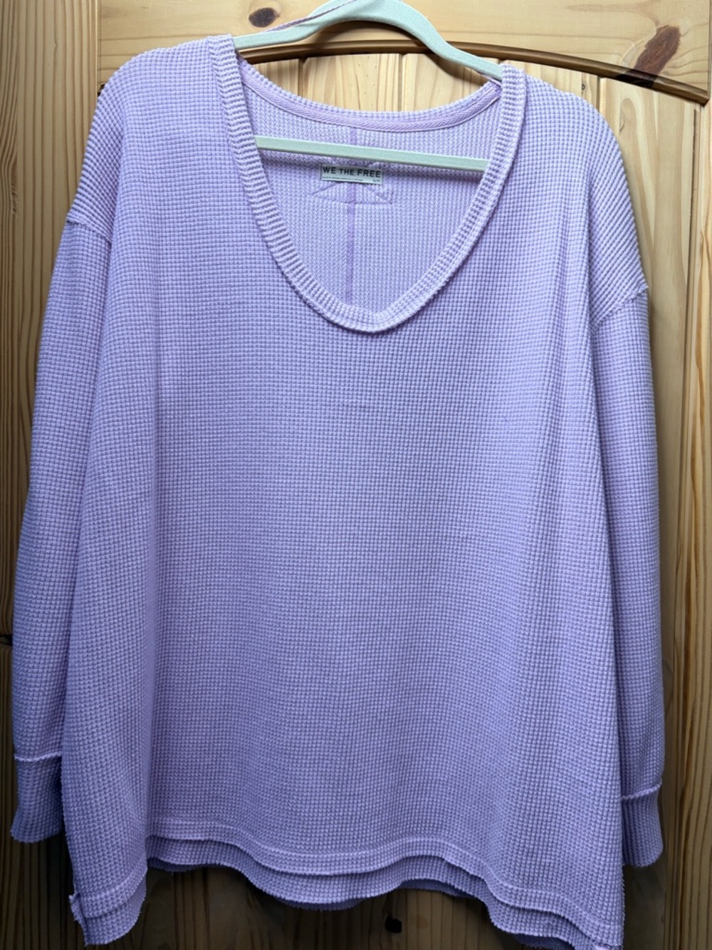 We The Free Lavender Waffle Knit Scoop Neck Top